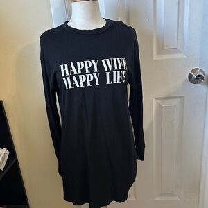 Fashion Nova Black Long Sleeve Tee - Happy Wife Happy Life